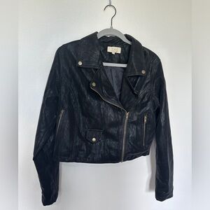 C&V Chelsea and Violet Faux Suede Cropped Moto Jacket